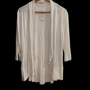 Lightweight Open Front Cardigan  3/4 Sleeve Women’s White Size Large by Yekaty